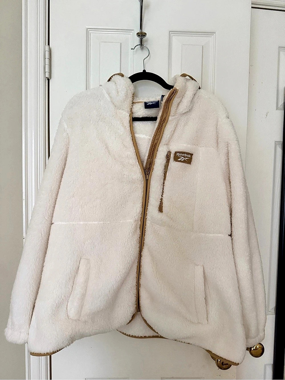 Reebok Fleece Full-Zip Jacket Cream 1X Like New